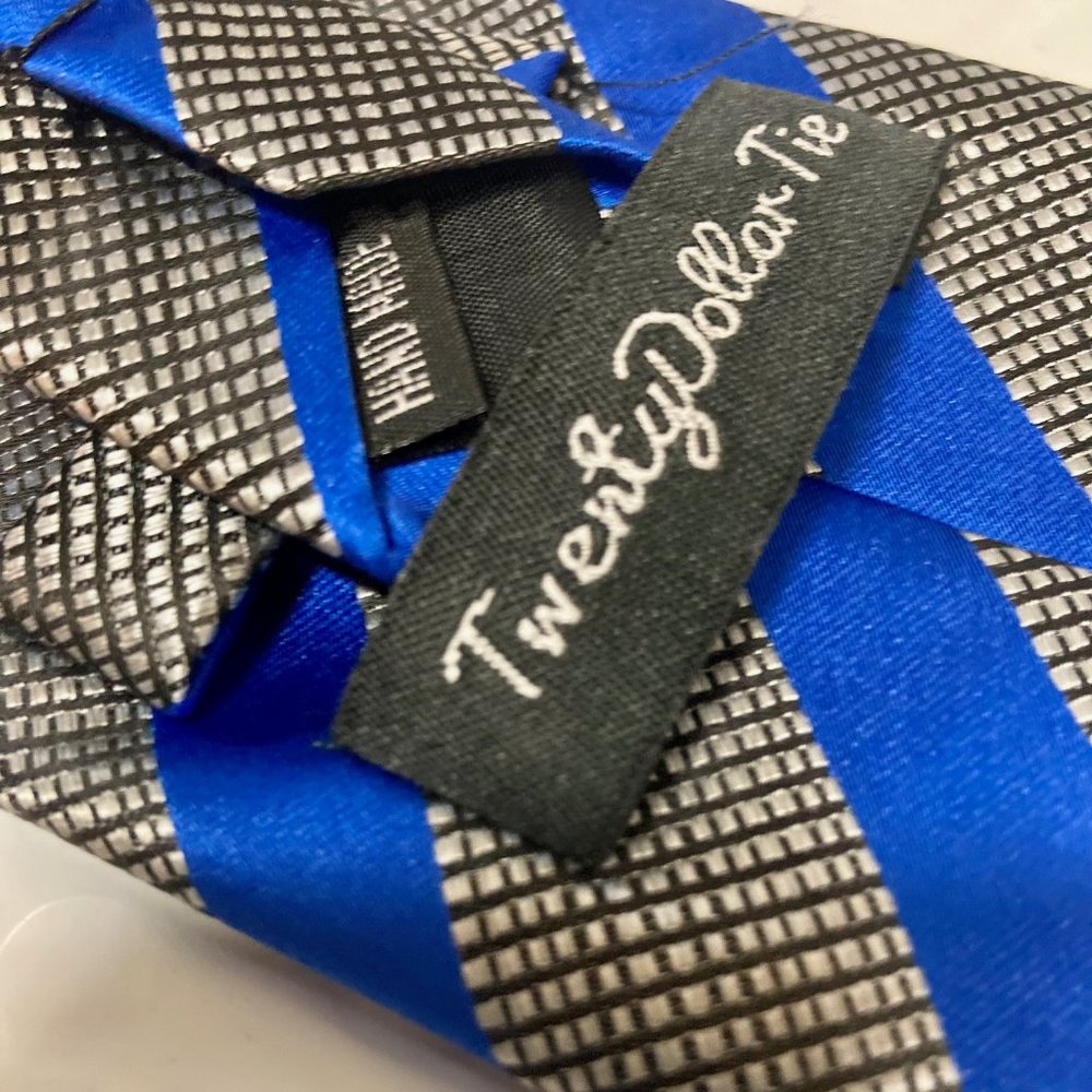 Twenty Dollar Tie, Hand Made, 100% Silk, 3.25x65,Blue